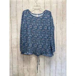 RETREAT RHONDA SHEAR WOMENS SIZE M BLUE LONG SLEEVE TIED WAIST BLOUSE NWOT